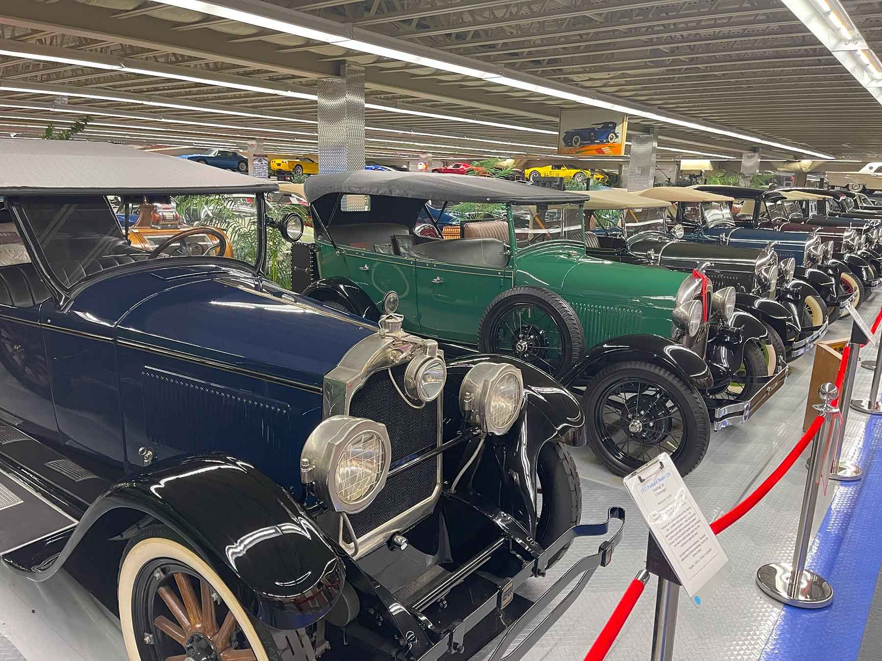 Row of cars at the Tallahassee Car Museum