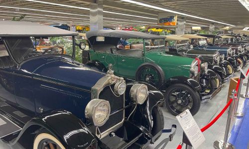 Row of cars at the Tallahassee Car Museum